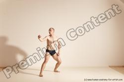 Underwear Gymnastic poses Man White Slim Bald Dancing Dynamic poses Academic